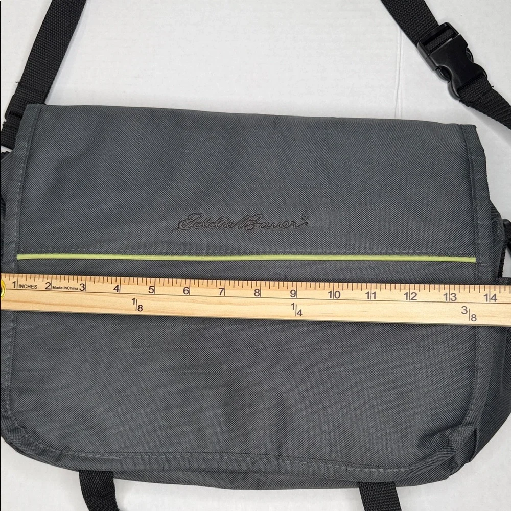 Eddie Bauer Gray Messenger Cooler Bag with Lime Trim